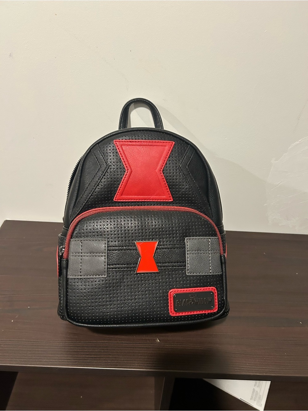 Disney Black Widow Loungefly Black and Red Mini Backpack